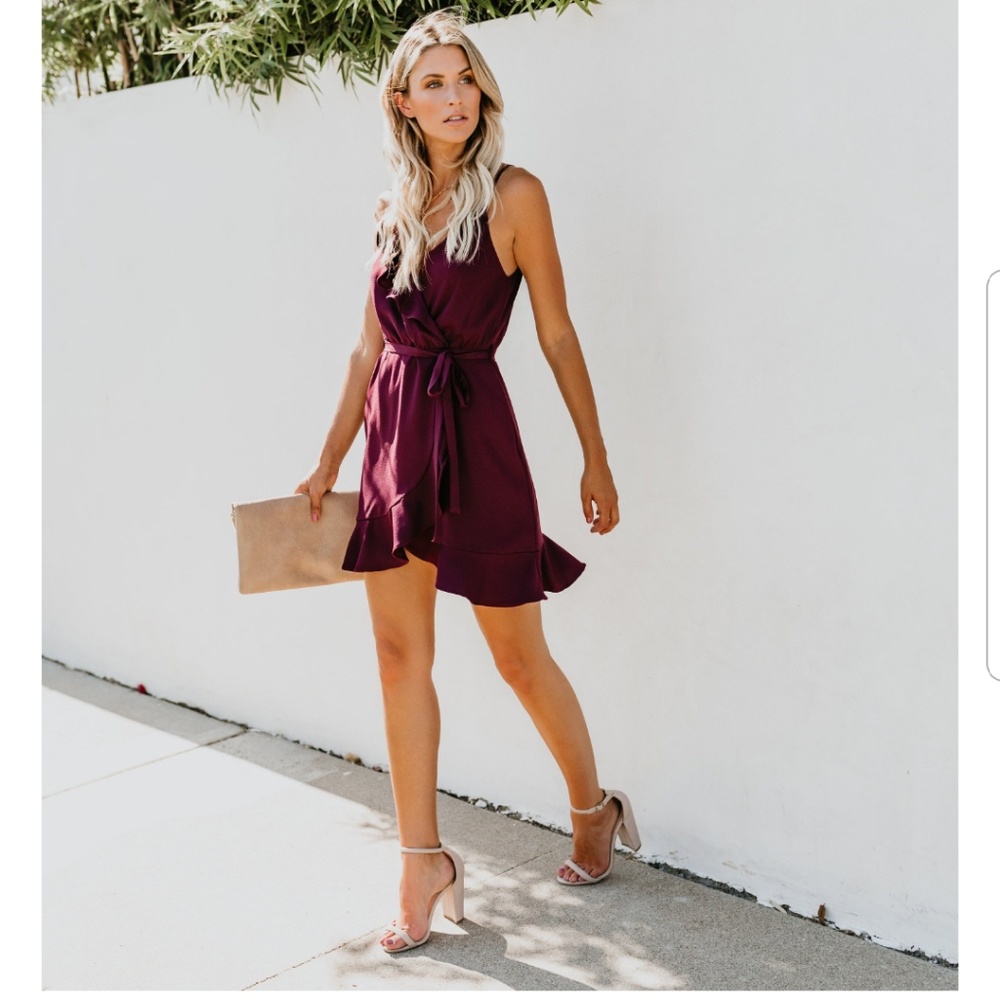 Eggplant wrap dress